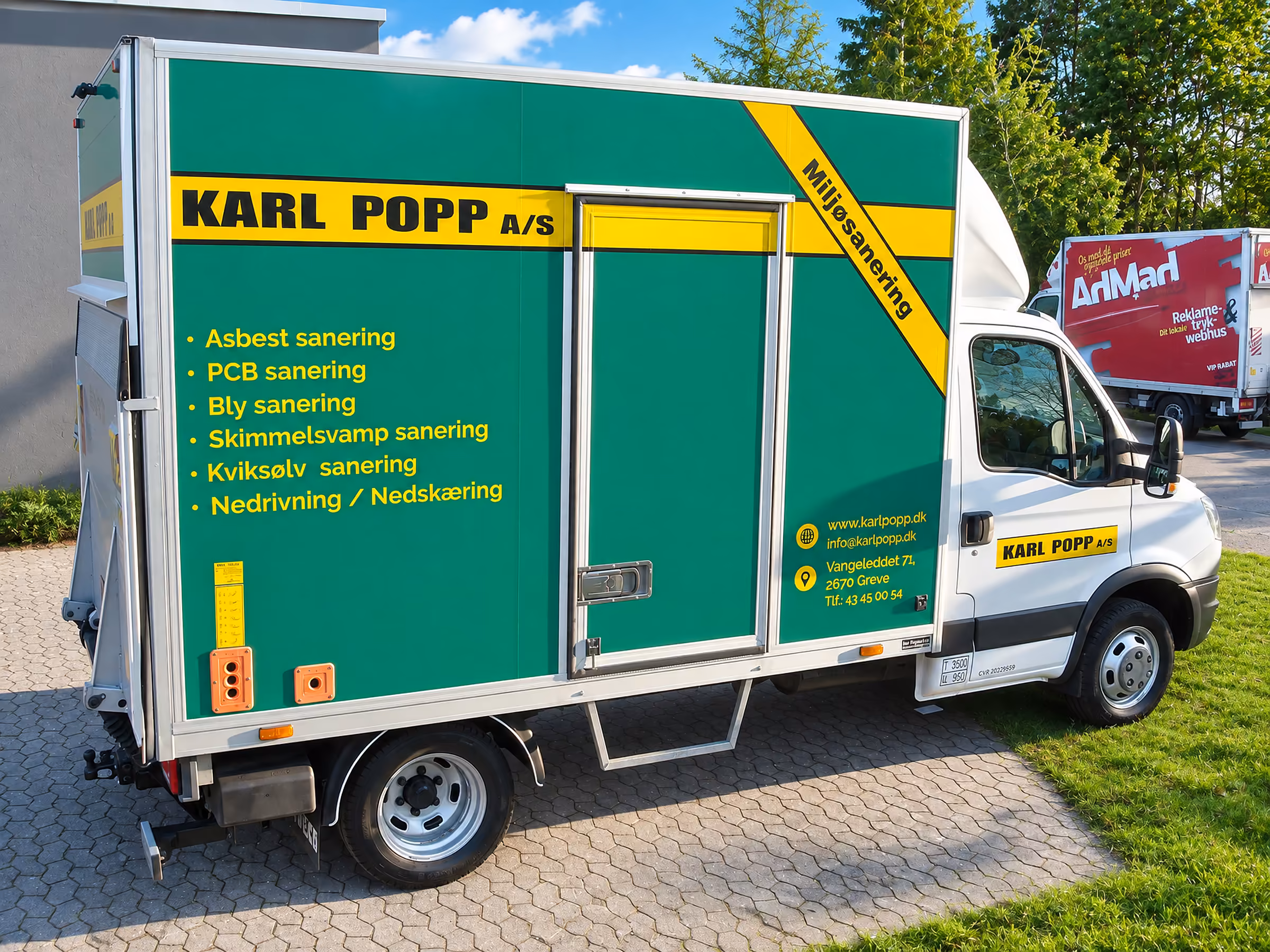 Foliereklame på Karl Popps kassevogn