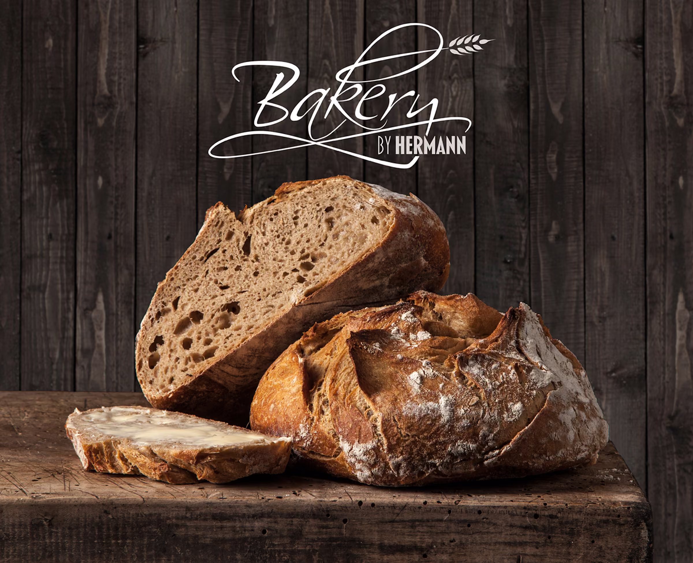 Produktfoto af brød til Bakery by Hermann med logo