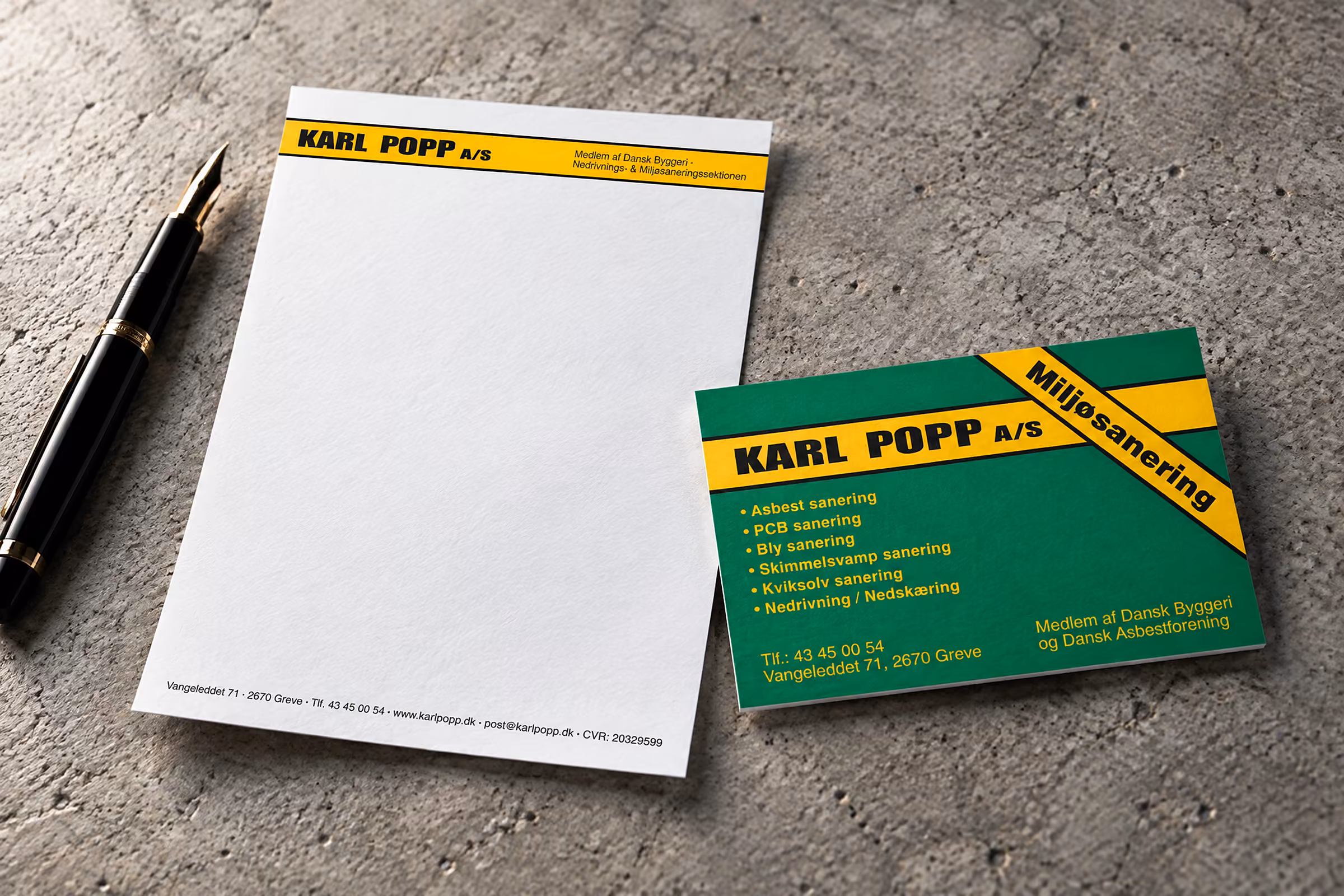 Brevpapir og visitkort til Karl Popp