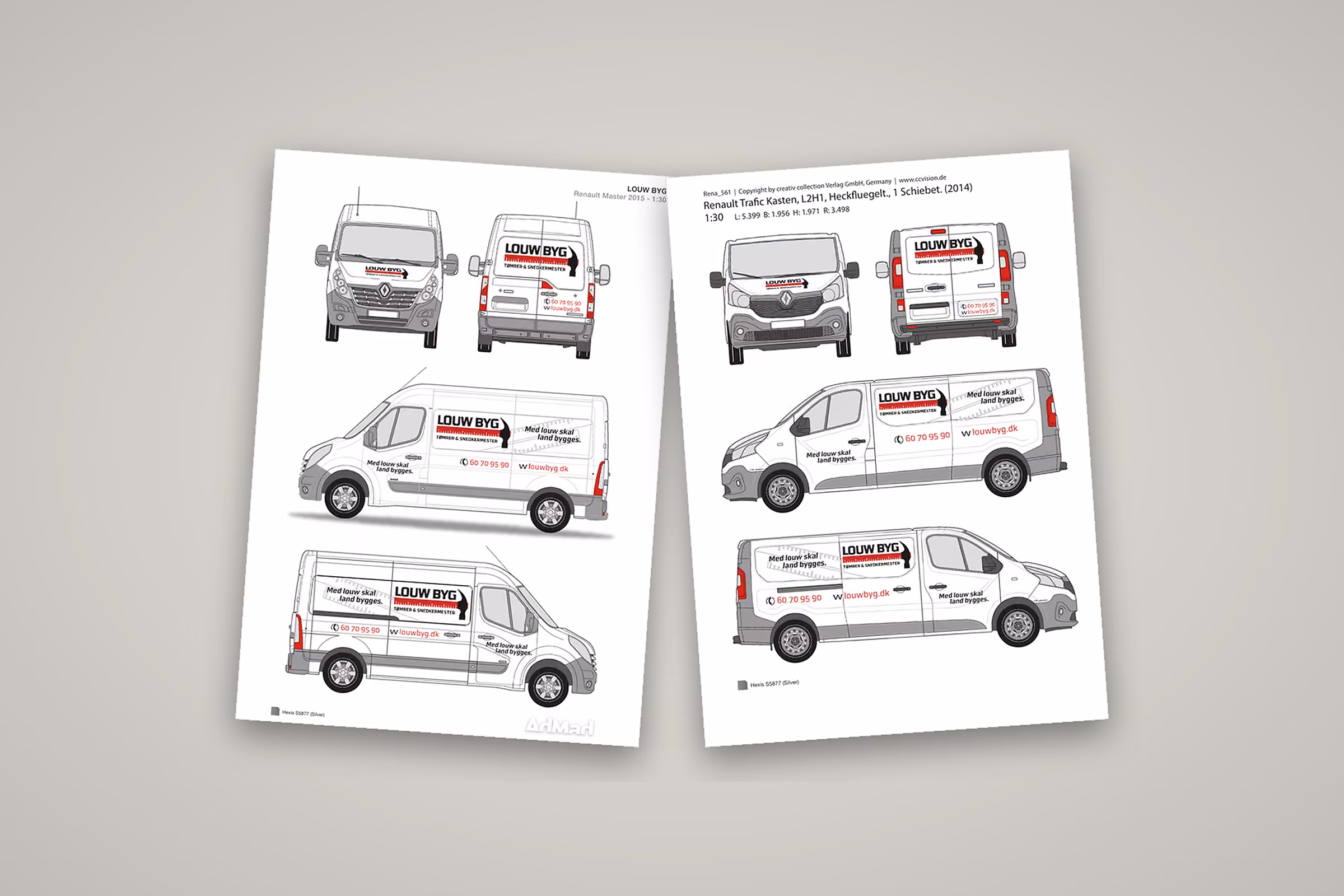 Designark til bilreklame på Louw Bygs Renault Master og Trafic