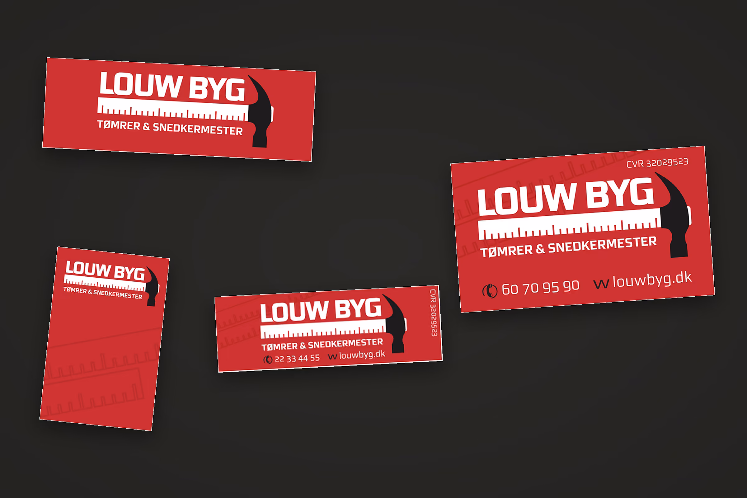 Logo, visitkort, banner og byggeskilt til Louw Byg