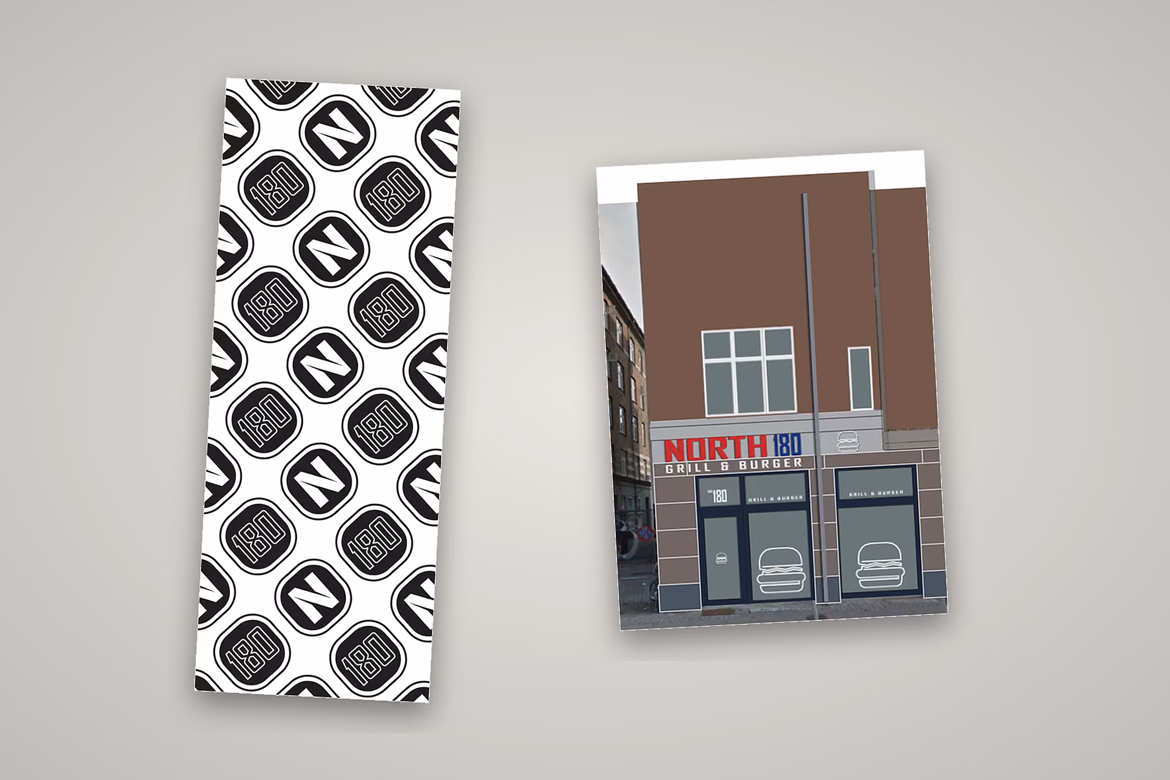 Vægdekoration og facadedesign til North 180 Grill & Burger