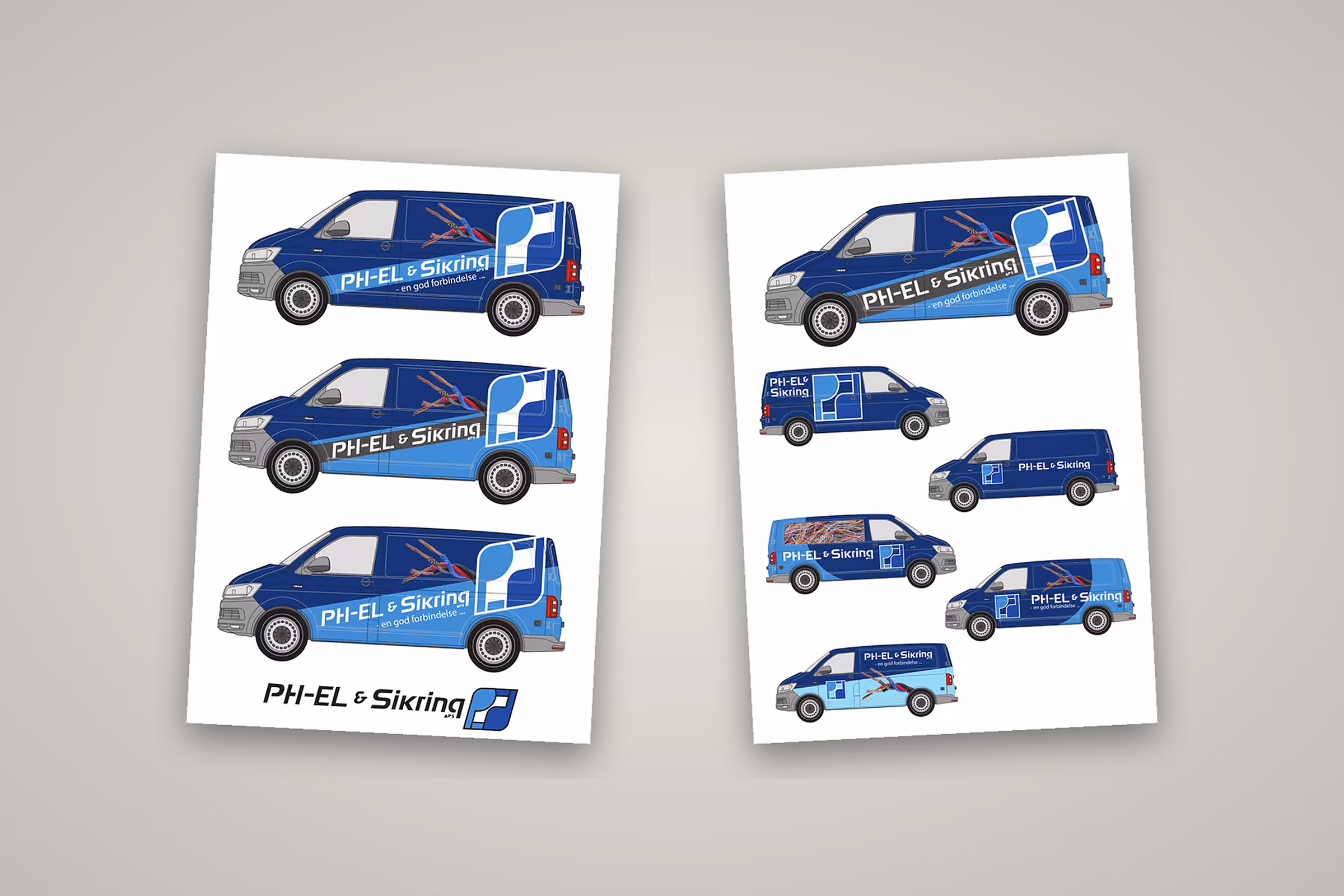 Designforslag til bilreklame på PH-EL & Sikrings varebiler