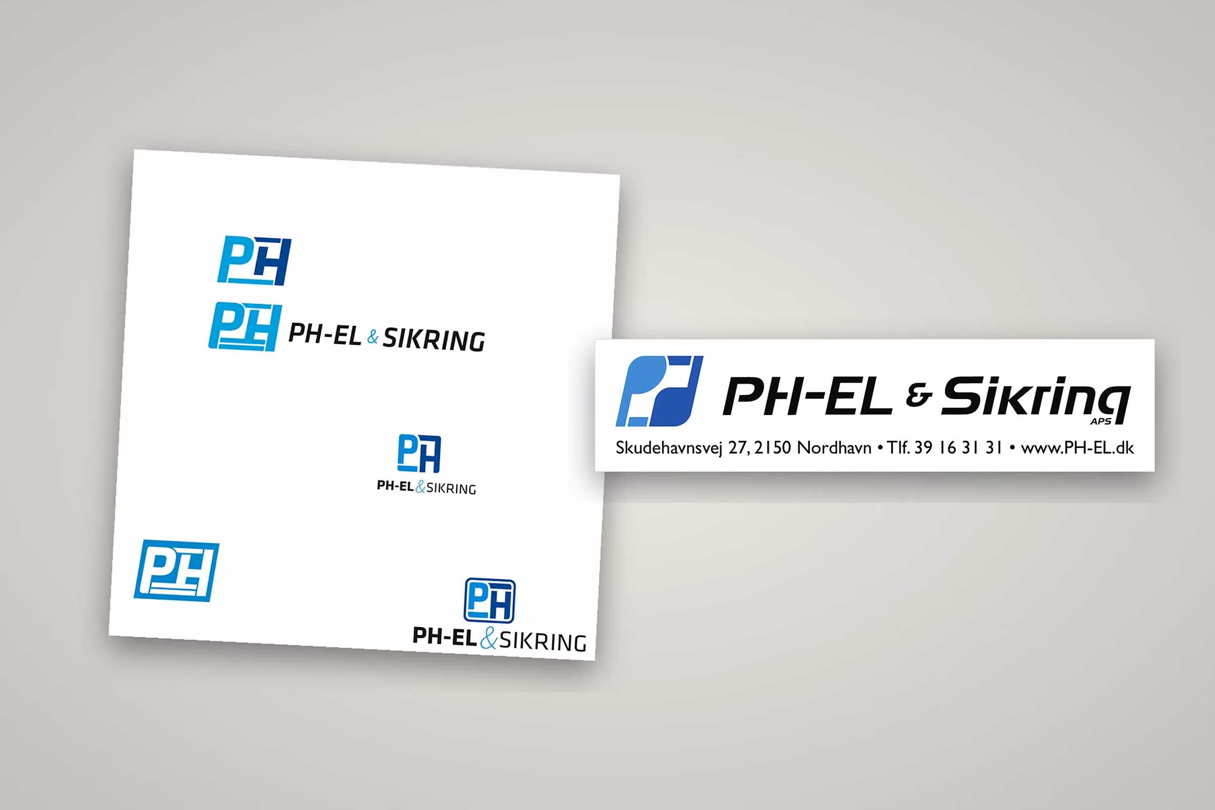 Det gamle PH-logo og det nye logo til PH-EL & Sikring