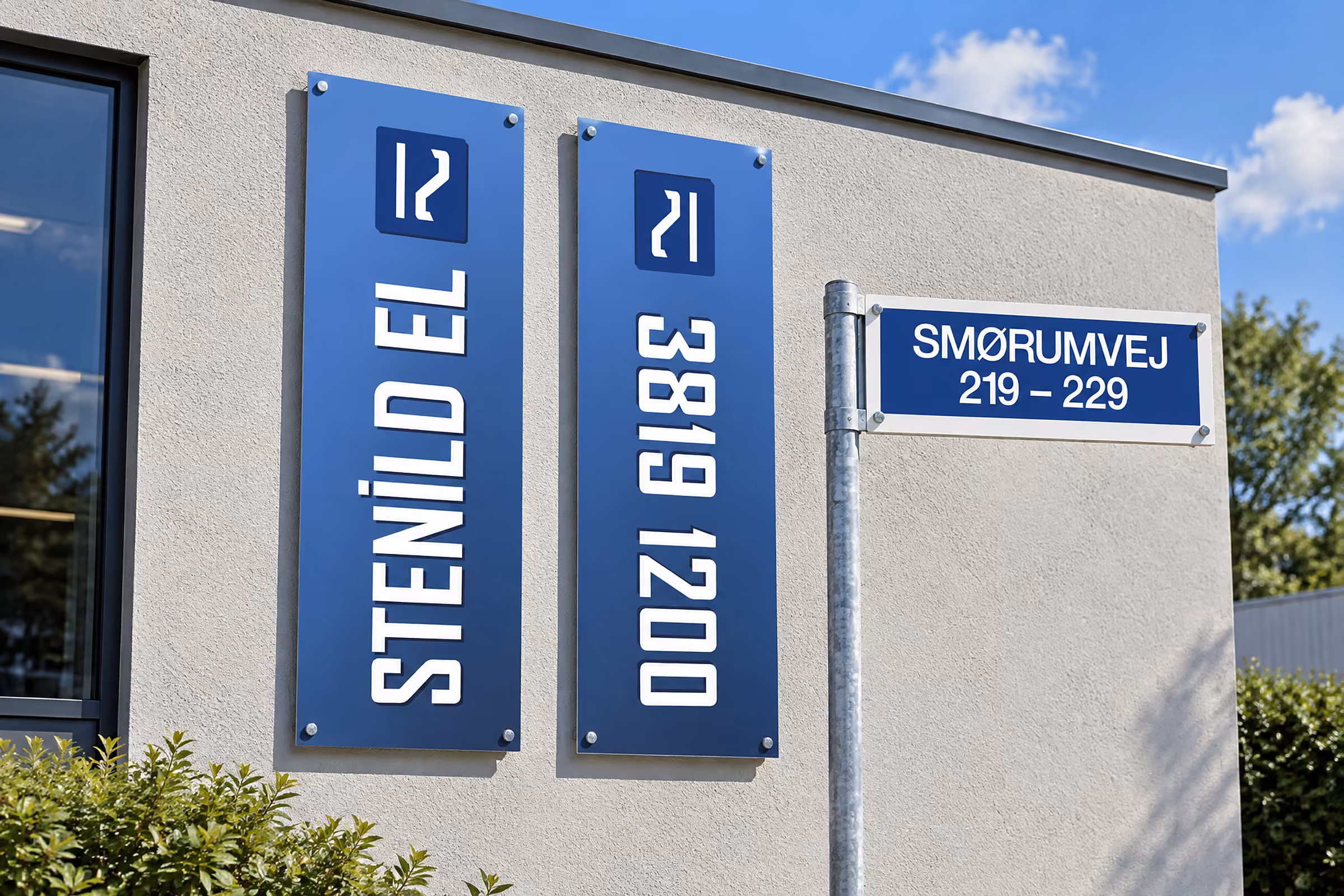 Bannerskilte og vejskilt til Stenild El